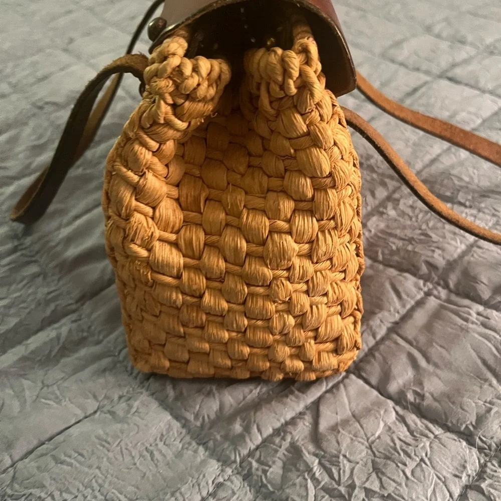 Etienne Aigner Vintage 60’s Woven Straw Leather Satchel Handbag